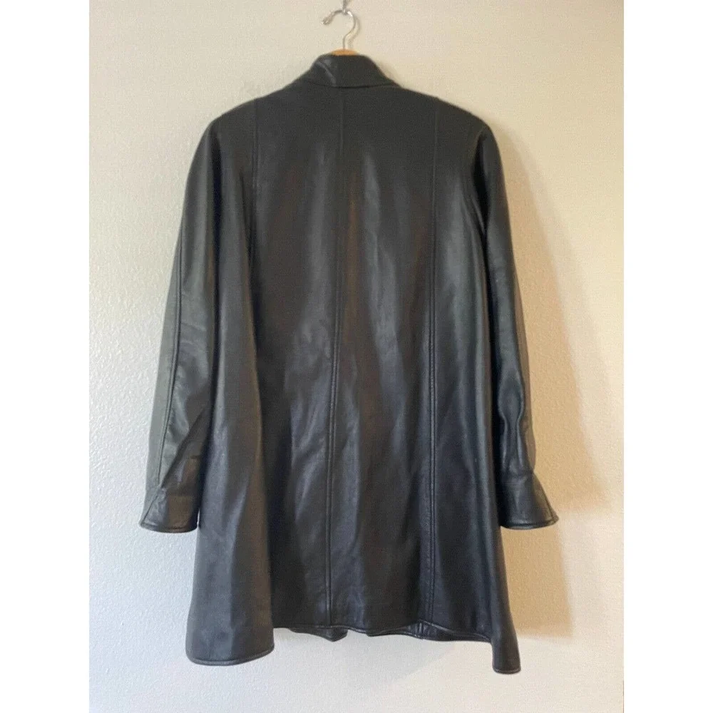 Twins‎ Leather Collection TLC Size M Open Coat Jacket Shawl Collar Longline